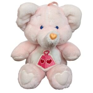 Vintage 1984 Care Bears Lotsa Hearts Elephant Pastel Pink Plush Stuffed Toys